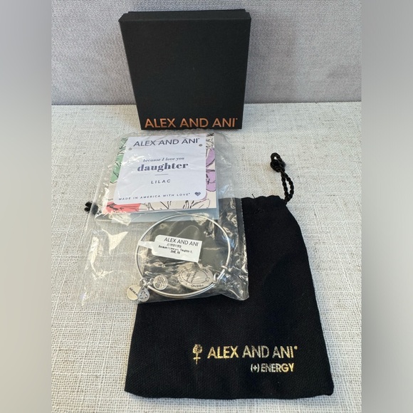 NWT ALEX AND ANI Lilac Daughter Charm Bracelet NEW Because I Love You Bangle - Picture 1 of 6